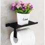 Wall Mounted Matte Black Toilet Paper Roll Holder with Shelf, Toilet Paper Dispenser, Tissue Dispenser with Phone Shelf Perfect for Baby Wipe| Bathroom Accessory, Matte Black Bathroom Hardware
