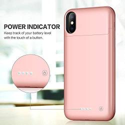 Feob Battery Case for iPhone XR, Upgraded 5500mAh Portable Charging Case Extended Battery Pack for iPhone XR Charger Case (6.1 inch)- Rose Gold