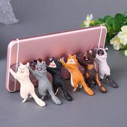 JBBERTH 6 Pack Different Cats Smart Phone Sucker Holder Cute Cat Support Resin Cell Phone Holder Stand Sucker Tablets Desk Sucker Smartphone Holder