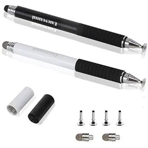 Capacitive Disc Stylus Pens, 2 in 1 Universal Stylist Pens for All Capacitive Touch Screens Cell Phones, iPad, Tablet, Laptops with 6 Replacement Tips by Domiy (Black/White) Capacitive Disc Stylus Pens, 2 in 1 Universal Stylist Pens for All Capacitive Touch Screens Cell Phones, iPad, Tablet, Laptops with 6 Replacement Tips by Domiy (Black/White)