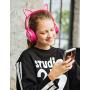 MindKoo Bluetooth Headphones Over-Ear Wireless Headphones Cat Ear Headphones with LED Light Foldable Built-in Microphone and Volume Control for PC Cell Phones Kids Teenager Boys Girls Adults Hot Pink