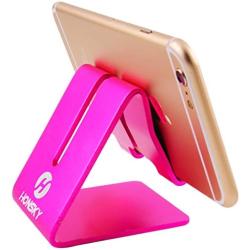 Honsky Solid Portable Universal Aluminum Desktop Desk Stand Hands Free Mobile Smart Cell Phone Holder Tablet Display Stand, Cellphone Stand, Smartphone Mount Cradle, Hot Pink