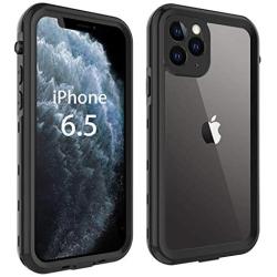 iPhone 11 Pro Max Case, Waterproof Full Body Rugged Clear Slim Case with Built-in Screen Protector Heavy Duty Shockproof Cover Dirtproof Underwater Cases for Apple iPhone 11 Pro Max (Black, 6.5 Inch)