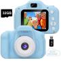 VJJB Kids Camera,Mini Rechargeable Childrens Digital Camera Shockproof Video Camcorder Gifts for 3-8 Year Old Boys Girls,8MP HD Video 2 Inch Screen 32GB Memory Card for Outdoor Play
