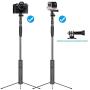 Snik-S 5 in 1 Selfie Stick Suitable for GoPro and Various Motion Cameras, 360° Long Shot Gimbal Stabilize Selfie Stick Extendable Anti-Shake with LED and Tripod for Light with Wireless Remote Shutter