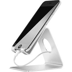 Cell Phone Stand, Lamicall Phone Stand : Cradle Dock Holder Compatible with All Android Smartphone iPhone 11 Pro Xs Xs Max Xr X 8 7 6 6s Plus 5 5s 5c Charging, Universal Accessories Desk - Silver