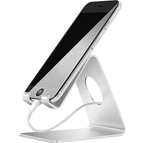 Cell Phone Stand, Lamicall Phone Stand : Cradle Dock Holder Compatible with All Android Smartphone iPhone 11 Pro Xs Xs Max Xr X 8 7 6 6s Plus 5 5s 5c Charging, Universal Accessories Desk - Silver
