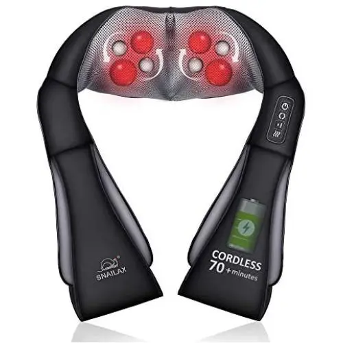 Snailax Cordless Neck Back Massager - Shiatsu Neck and Shoulder Massager with Heat, Portable Massagers for Neck and Back, Lumbar, Foot Electric Massage Pillow Snailax Cordless Neck Back Massager - Shiatsu Neck and Shoulder Massager with Heat, Portable Massagers for Neck and Back, Lumbar, Foot Electric Massage Pillow