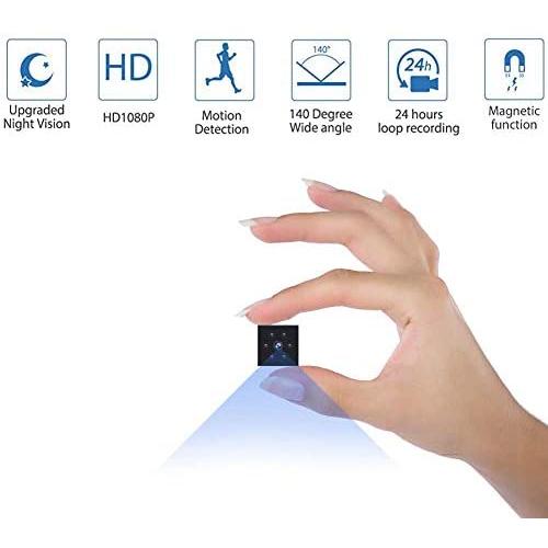 Spy Camera, Mini Hidden Camera HD 1080P Indoor/Outdoor Home Small Nanny Cam Security Cameras Built-in Magnetic & Wearable Surveillance Camera with Motion Detection Night Vision Cop cam