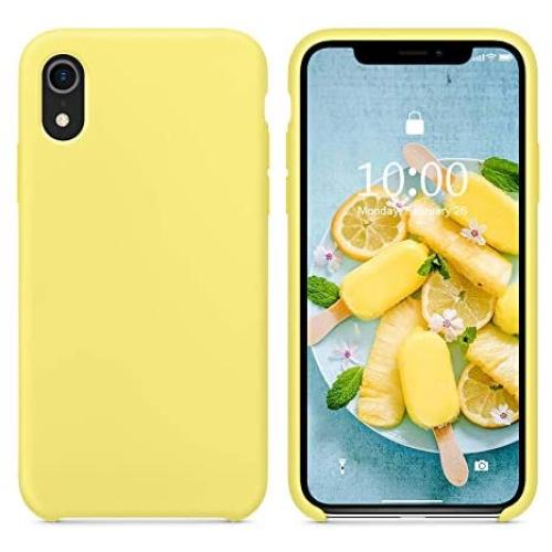 SURPHY Silicone Case for iPhone XR Case, Soft Liquid Silicone Shockproof Phone Case (with Microfiber Lining) Compatible with iPhone XR (2018) 6.1 inches (Yellow)