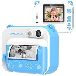 Dragon Touch InstantFun Instant Print Camera for Kids, Zero Ink Toy Camera with Print Paper, Cartoon Sticker, Color Pencils, Portable Digital Creative Print Camera for Boys and Girls - Blue