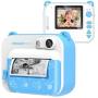 Dragon Touch InstantFun Instant Print Camera for Kids, Zero Ink Toy Camera with Print Paper, Cartoon Sticker, Color Pencils, Portable Digital Creative Print Camera for Boys and Girls - Blue
