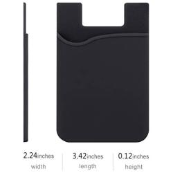 Pofesun Adhesive Phone Wallet, [3 Pack] Ultra Thin Stick-on Silicone Credit Card Holder Sticker Adhesive Cell Phone Wallet Compatible for iPhone, Samsung, Most Android Smart Phones.(Black)