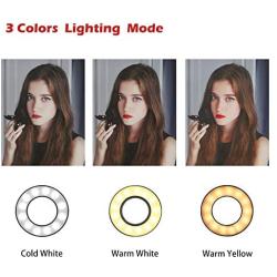 Fimghsoo Selfie Ring Light with Cell Phone Holder for Live Stream/Makeup/Video Chat, LED Camera Beauty Light with Flexible Arms[3-Light Mode][10-Level Brightness], Compatible iPhone Android Phone