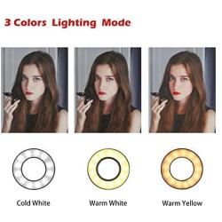 Fimghsoo Selfie Ring Light with Cell Phone Holder for Live Stream/Makeup/Video Chat, LED Camera Beauty Light with Flexible Arms[3-Light Mode][10-Level Brightness], Compatible iPhone Android Phone