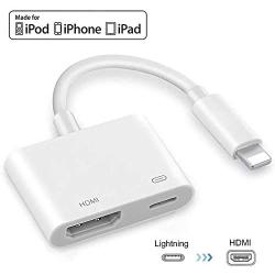 [Apple MFi Certified] Lightning to HDMI, 1080P HDMI Sync Screen Digital Audio AV Converter with Charging Port Compatible for iPhone, iPad, iPod on HDTV/Projector/Monitor, Support iOS 13[Must be Power]