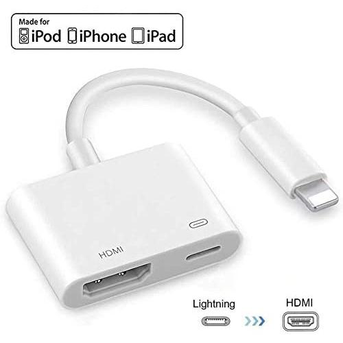 [Apple MFi Certified] Lightning to HDMI, 1080P HDMI Sync Screen Digital Audio AV Converter with Charging Port Compatible for iPhone, iPad, iPod on HDTV/Projector/Monitor, Support iOS 13[Must be Power]