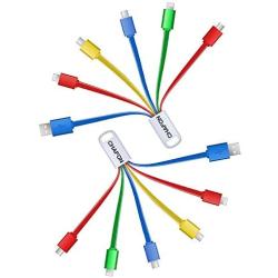 Multi Charging Cable,CHAFON 6 in 1 USB Charger Cord,USB 2.0 to Type C,2 Micro B,Phone Connectors Replacement for Cell Phones Tablets Power Bank and More- 2 Pack,5.3 inch,Multi-Color