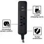 Cordinate Designer USB Charging Station Extension Cord, Power Strip Surge Protector, 2 Outlets, 2 USB Ports, Extra Long 10 ft Cable with Flat Plug, Braided Cord, 2.4A Fast Charge, Black/White, 41885 Cordinate Designer USB Charging Station Extension Cord, Power Strip Surge Protector, 2 Outlets, 2 USB Ports, Extra Long 10 ft Cable with Flat Plug, Braided Cord, 2.4A Fast Charge, Black/White, 41885