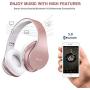Bluetooth Headphones Wireless,MKay Girls Over Ear Headset V5.0 with Microphone, Foldable & Lightweight, Support Tf Card MP3 Mode and Fm Radio for Cellphones Laptop TV-Rose Gold