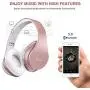 Bluetooth Headphones Wireless,MKay Girls Over Ear Headset V5.0 with Microphone, Foldable & Lightweight, Support Tf Card MP3 Mode and Fm Radio for Cellphones Laptop TV-Rose Gold