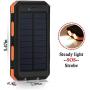 Solar Charger Solar Power Bank 20000mAh Waterproof Portable External Backup Outdoor Cell Phone Battery Charger with Dual LED Flashlights Solar Panel Compatible with All Smartphone (Black&Orange)