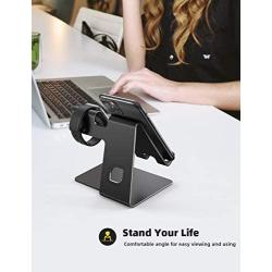 Stand for Apple Watch Phone Holder 2 in 1 : Lamicall Desktop Stand Holder Charging Station Dock Compatible with Apple Watch Series 5/4/3/2/1, and Phone 11 Pro/Xs/X Max/XR/X/8/8Plus/7/7 Plus /6S Plus