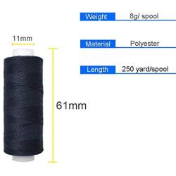 Sewing Thread Basic Sewing Industrial Machine and Hand Stitching 250 Yards Each Spool Polyester 30 Spool Black Navy White 3 Colors