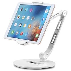 Suptek Aluminum Tablet Desk Stand for iPad, iPhone, Samsung, Asus and More 4.7-11 inch Devices, 360° Flexible Cell Phone Holder Mount, Good for Bed, Kitchen, Office (YF208DW)