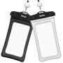 Veckle Waterproof Phone Pouch, 2 Pack Clear TPU Universal Water Proof Cell Phone Pouch Floating Dry Bag Waterproof Case for Smartphones OnePlus 7 iPhone X 8 7 6 Plus Galaxy S8 S7 S6 Beach Black White