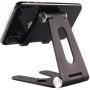 POKANIC Cell Phone Fully Foldable Stand Dock Holder Cradle Mount Organizer Charger Station Table Desk Bed Office School Kitchen Travel Portable Adjustable Multi-Angle Aluminum Non-Slip (Black)