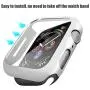 Alinsea [2 Pack] Screen Protector for Apple Watch 40mm Tempered Glass [Full Coverage] Bumper Hard Case [with Screen Protector Built-in] Overall Protective Cover for iwatch 40mm Series 4/5-Silver