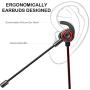 2019 Gaming Earbuds with Mic, Megadream Noise Cancelling Stereo Bass Gaming Earphone E-Sport Earphone, 3.5mm Jack, Desktop Adapter, for PS4/Xbox One/Laptop/Cellphone (Black + Red)