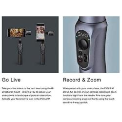 EVO Shift 3 Axis Handheld Gimbal for iPhone & Android Smartphones - Intelligent APP Controls for Auto Panoramas, Time-Lapse & Tracking + Built in Phone Charging - Includes 1 Year US Warranty | Black