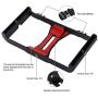 PULUZ 4 in 1 Vlogging Live Broadcast Smartphone Video Rig + 4.6 inch Ring LED Selfie Light Kits with Microphone + Tripod Mount + Cold Shoe Tripod Head for Smart Phone (Red)