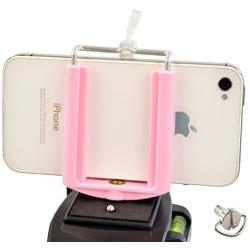 DaVoice Cell Phone Tripod Adapter Mount Holder Clamp Compatible with iPhone X XS Max XR Se 8 7 6 Plus Samsung Galaxy S9 S8 S7 Adjustable Smartphone Bracket Clip Cellphone Attachment (Light Pink)