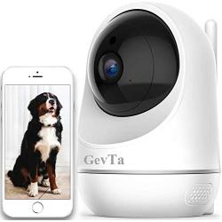 GevTa Pet Camera，FHD Dog Camera WiFi Pet Monitor Indoor Cat Camera Night Vision 2 Way Audio and Motion Detection