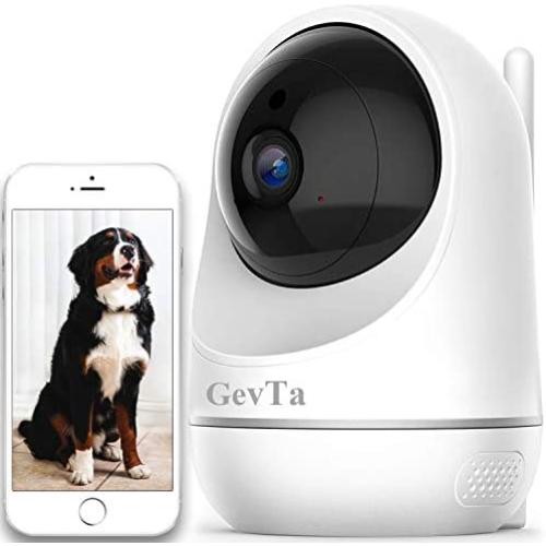 GevTa Pet Camera，FHD Dog Camera WiFi Pet Monitor Indoor Cat Camera Night Vision 2 Way Audio and Motion Detection