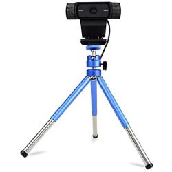 Lightweight Mini Webcam Tripod Logitech Webcam C920 C922 Small Camera Tripod Mount Cell Phone Holder Stand (Blue)