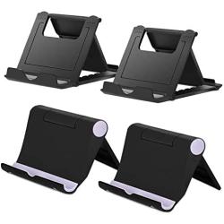 COOLOO Adjustable Cell Phone Stand for Desk, 4 Pack Smartphone Tablet Stand, Universal Foldable Multi-Angle Pocket Desktop Mobile Phone Holder (Multi-Colored)