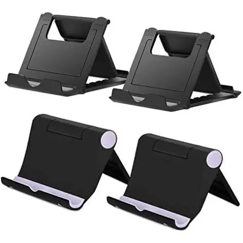 COOLOO Adjustable Cell Phone Stand for Desk, 4 Pack Smartphone Tablet Stand, Universal Foldable Multi-Angle Pocket Desktop Mobile Phone Holder (Multi-Colored)