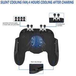 6 Finger Mobile Gaming Controller with Cooling Fan & Finger Sleeve &Travel Carrying case,for PUBG Call of Duty Mobile Game Controller Gaming Grip Trigger for 4.7-6.5" iOS Android Phone