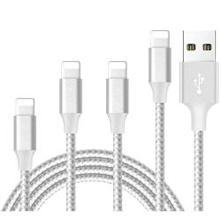 NICEFUSE for iPhone Charger Cable 4 Pack[3/6/6/10FT] Nylon Braided Cable Durable Data Cord Fast Charging & Syncing iPhone Charger Compatible with iPhone 7/7P/8/8P/X/Xs Max/XR/11/SE/iPad（Silver）