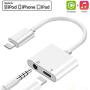 Headphones Adapter for iPhone 3.5mm Jack Audio + Charge Aux for iPhone 7/7Plus/8/8Plus/X/11/XS/XR/XS MAX Dongle Splitter Accessory Supports 2 in 1 Earphone Splitter Support All iOS System
