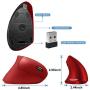 Vassink Ergonomic Rechargeable Wireless Mouse, 2.4Hz Rechargeable Wireless Vertical Optical Mice with USB Receiver, 6 Buttons, 800/1200/1600 DPI RED