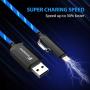 [Apple MFi Certified] Foxnovo Led iPhone Charger Cable, 2-in-1 Led Lightning Cable with 360° Flowing Light for iPhone 11/11 Pro/Max/XS/XR/X/8/8 Plus/7/7 Plus/6/6 Plus/5s/5s Plus/Android (Blue),3.3 ft