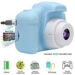 ArtJ4U Kids Digital Video Camera for Girls 3-10 Years Old,5 MP Rechargeable Camera Shockproof 1080P HD Cameras Camcorder for Girls Kids Toddler Indoor Outdoor Travel(32GB Memory Card Included) (Blue)