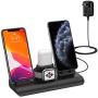 SimpJoy Wireless Charger,Wireless Charger Stand 4 in 1 Charging Stand Dock Compatible with Apple Watch, AirPods and Fast Wireless Charging Stand for iPhone 11/11 Pro/X/XS/XR/Xs Max/8/8 P…