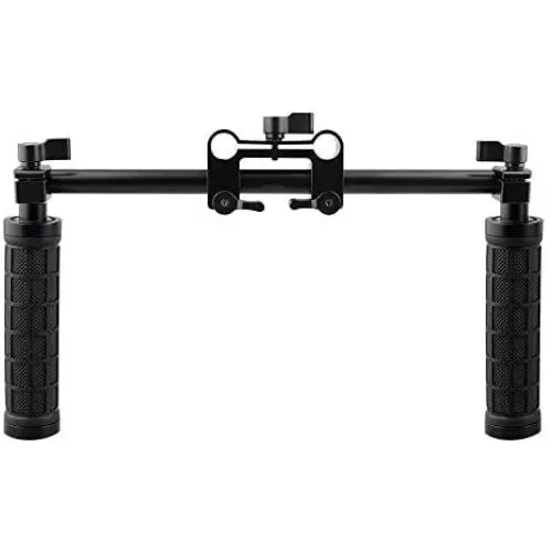 CAMVATE Handle Grips Front Handbar Clamp Mount for 15mm Rod Support System Shoulder Rig(Black)