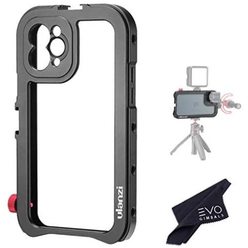 Ulanzi CNC Vlog Cage for iPhone 11 Pro | Protective Film Makers Case with 17mm Lens Adapter, 1/4-20 Thread Mounts and Cold Shoe Mounts for Microphones & Video Lights (iPhone 11 PRO Cage)